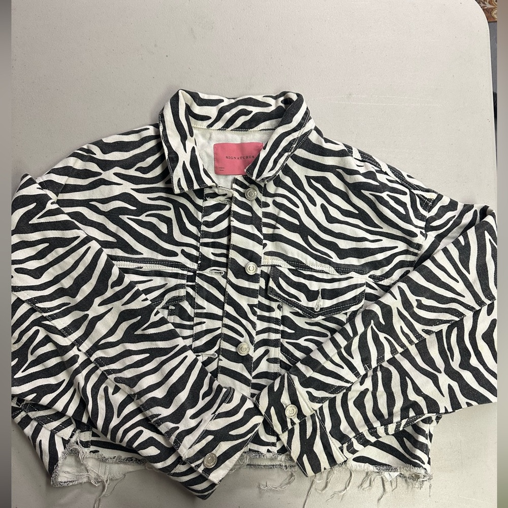 Signatur8 zebra cropped denim jacket